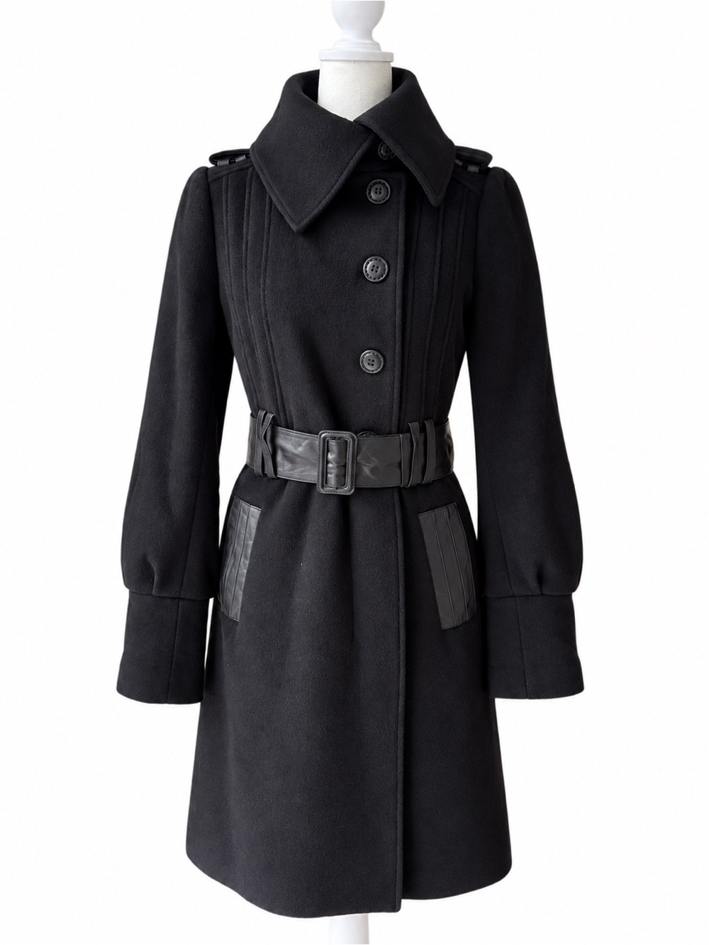 Vintage Mackage Black Belted Wool Coat
